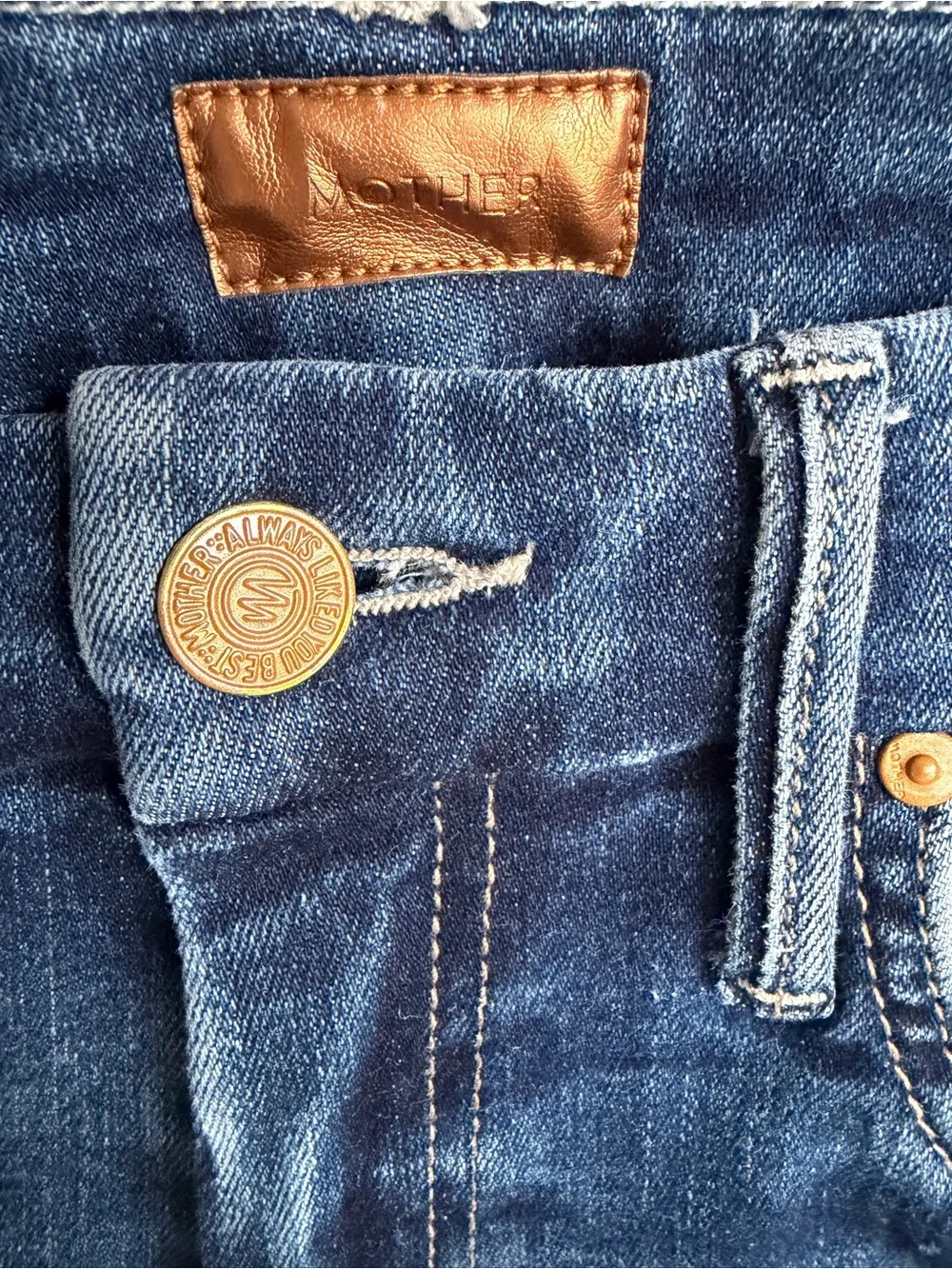 MOTHER High Waisted Looker Skinny Jeans Teaming Up Blue Size 25